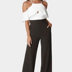 ♦️NWT BEBE Off Shoulder Black White Jumpsuit